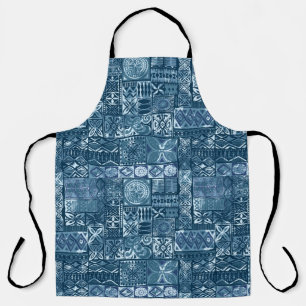 Navy Blue Tapa: Tribal Fabric Abstract Apron