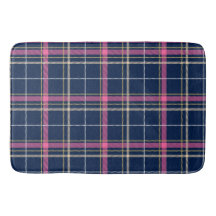 Navy Blue Tartan Plaid with Pink White Beige