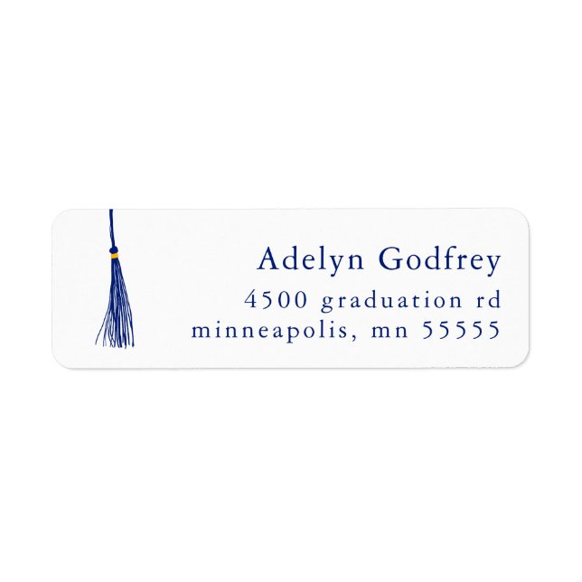 Navy Blue Tassel Graduation Return Address Label (Front)