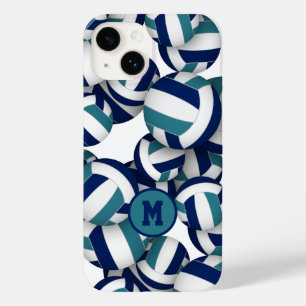 navy blue teal girls volleyballs pattern Case-Mate iPhone 14 case