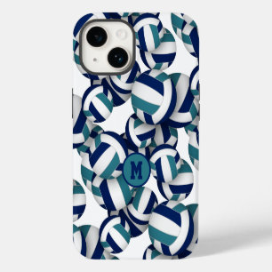 navy blue teal girls volleyballs pattern iPhone 14 case