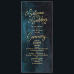 Navy Blue & Teal Watercolor Gold Wedding Program<br><div class="desc">Navy Blue & Teal Watercolor Gold Wedding Program With trendy brush script font! ~ Check my shop to see the entire wedding suite for this design!</div>