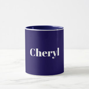 Navy Blue Template, White Text, Customizable, Mug