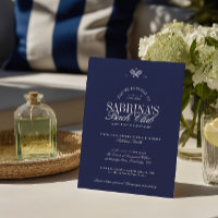 Navy Blue Tennis Bachelorette Party Invitation
