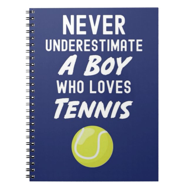Navy Blue Tennis Gifts For Boys Kids Players Lover Notebook (Front)