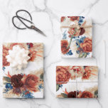 Navy Blue Terracotta Floral Pampas Grass Botanical Wrapping Paper Sheet<br><div class="desc">Pampas grass and terracotta navy blue flowers pattern wrapping papers</div>