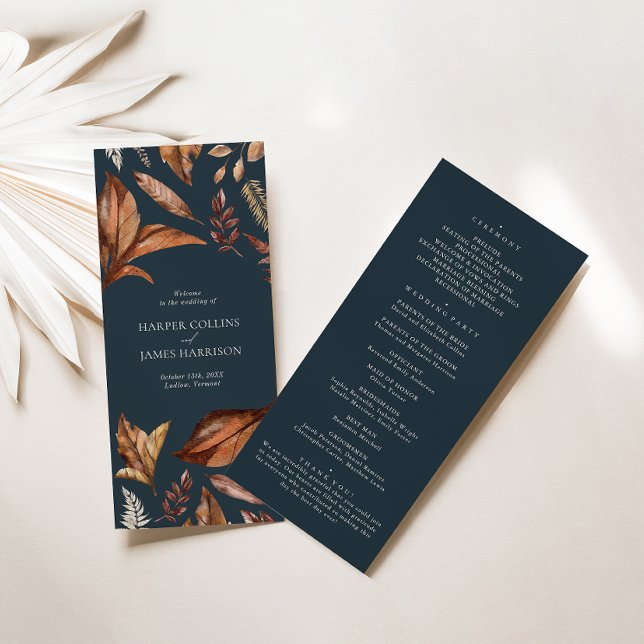  Navy Blue & Terracotta Wedding Ceremony Program (Creator Uploaded)