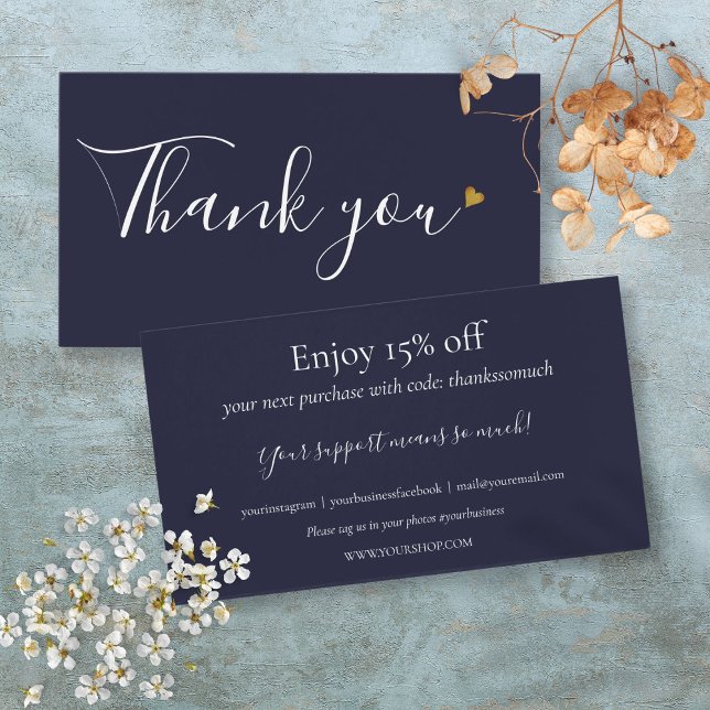 Navy Blue Thank You For Shopping Discount Card (Navy Blue Thank You For Shopping Discount Card)