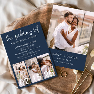 Navy Blue The Wedding of Minimalist Photo Elegant  Invitation