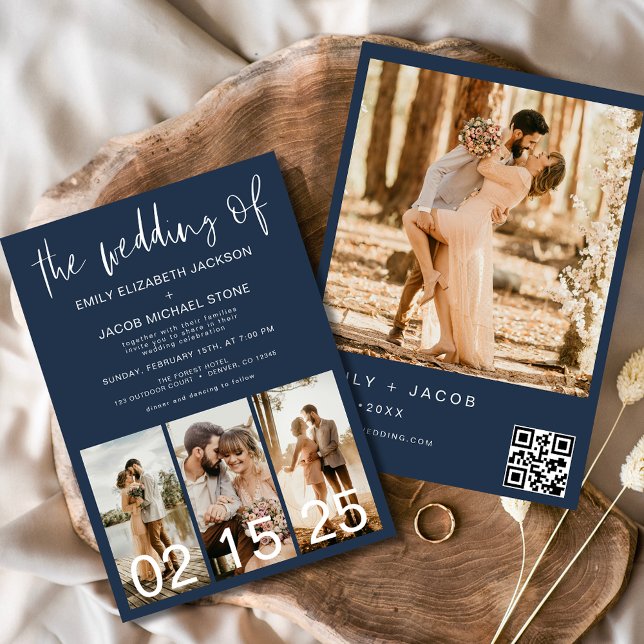 Navy Blue The Wedding of Minimalist QR code Invitation (Creator Uploaded)