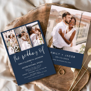 Navy Blue The Wedding of Photo Minimalist Wedding Invitation