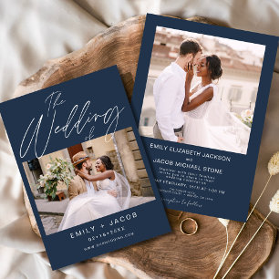 Navy Blue The Wedding of Two Photo Minimalist Invitation