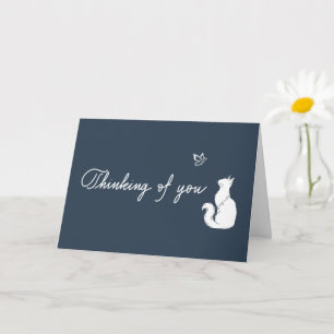 Navy Blue Thinking of You Cat Loss Sympathy Card