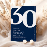 Navy Blue Thirty 30th Birthday Party Invitation<br><div class="desc">Classic navy blue 30th birthday party invitations featuring the number '30' in a large bold serif font,  and a modern invite template that is easy to personalise.</div>