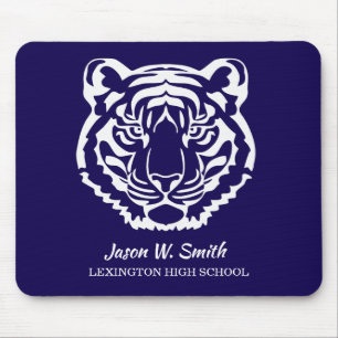 Navy Blue Tigers Logo School Mascot Mouse Pad
