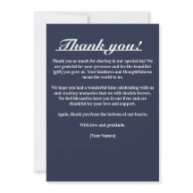 Navy Blue Timeless Elegance Thank You Card