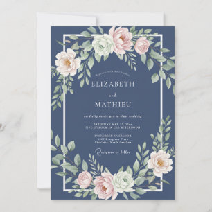Navy Blue Timeless Formal Wedding Invitation