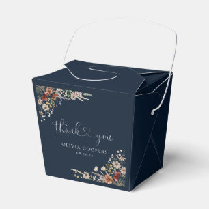Navy Blue Tiny Wildflower Baby Shower Favour Box