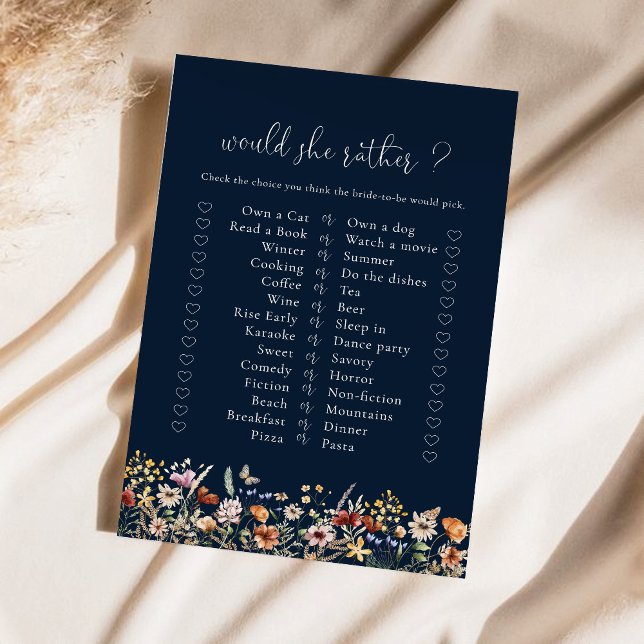 Navy Blue Tiny Wildflower Bridal Shower Game (Creator Uploaded)