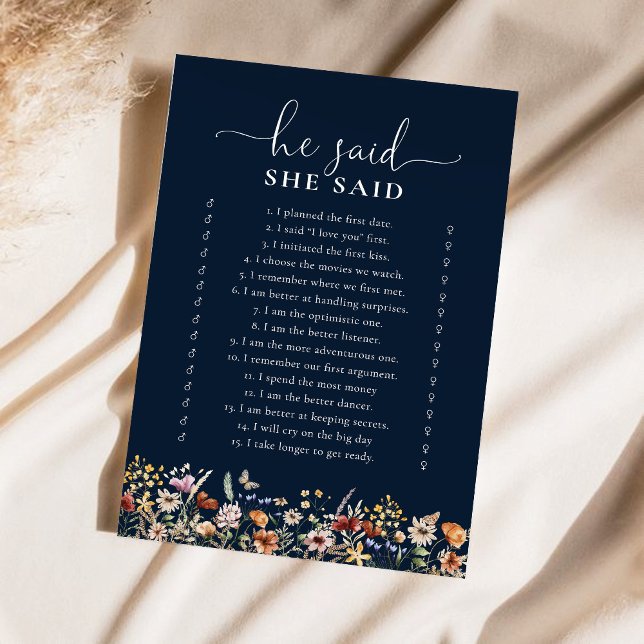 Navy Blue Tiny Wildflower Bridal Shower Game (Creator Uploaded)