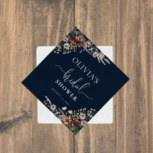 Navy Blue Tiny Wildflower Bridal Shower  Napkin