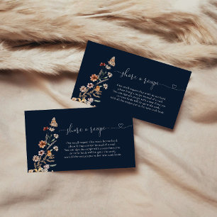 Navy Blue Tiny Wildflower Bridal Shower Recipe Enclosure Card