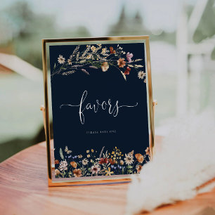 Navy Blue Tiny Wildflower Favours Sign