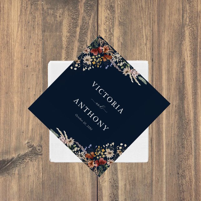 Navy Blue Tiny Wildflower Wedding Napkins (Creator Uploaded)