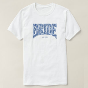 Navy Blue Toile BRIDE Engagement Shower Bach Party T-Shirt