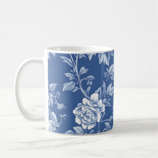 Navy Blue Toile Coffee Mug