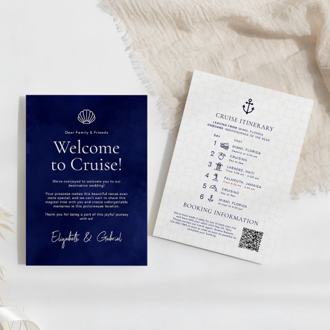 Navy Blue Travel Itinerary Destination Wedding  Enclosure Card (Creator Uploaded)