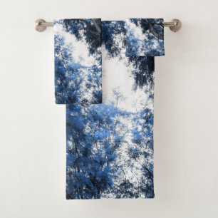 Navy Blue Trees Dream #1 #wall #art Bath Towel Set