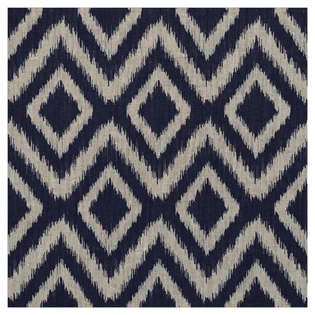 Navy Blue Tribal Ikat Chevron Fabric (Swatch)