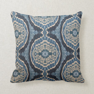 Navy Blue Tribal Ikat Cushion