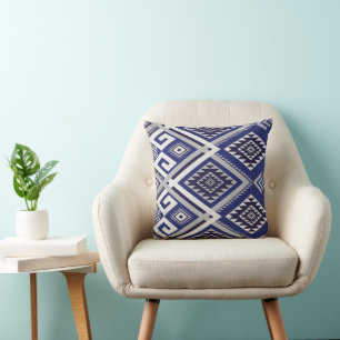 Navy Blue Tribal Motif Surface Pattern Cushion