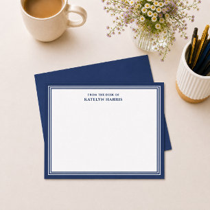 Navy Blue Triple Border From The Desk Of Flat Card