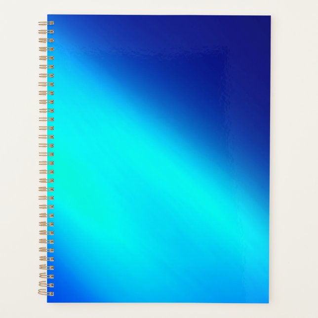 Navy blue Turquoise ombre moonlight Double Stripe Planner (Front)