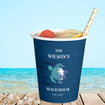 Navy Blue Turtle Rustic Wood Family Beach House 