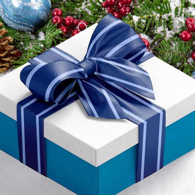 Navy Blue Two Tone Nautical Stripes Satin Ribbon (Creator Uploaded)