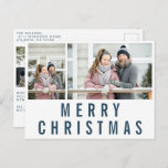 Navy Blue Typography Merry Christmas Photo Collage Postcard<br><div class="desc">This Navy Blue Typography Merry Christmas Photo Collage Is A Perfect And Our First Christmas Card Template That You Can Customise To Match Your Colours, Styles And Theme. Create Your Perfect Wish With This Pre-designed Templates, You Can Easily Personalise It To Be Uniquely Yours. For Further Customisation, Please Click The...</div>