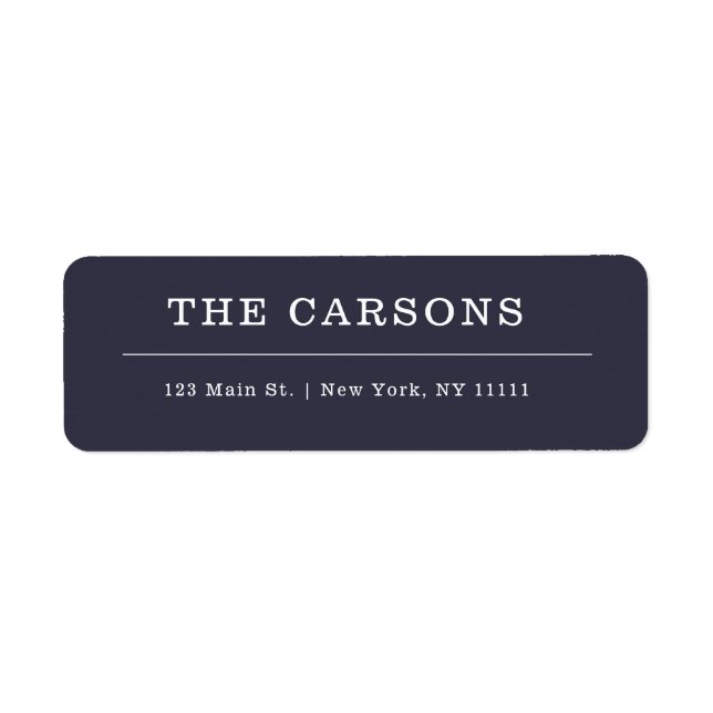 Navy Blue Typography Return Address Label (Front)