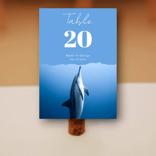 Navy Blue Under The Sea Dolphin Coastal Wedding Table Number