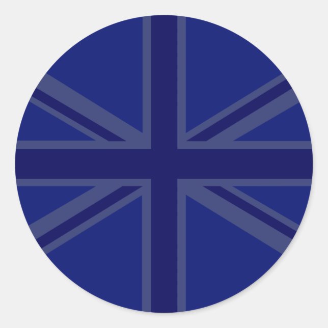 NAvy Blue Union Jack Decor Classic Round Sticker (Front)