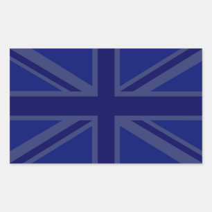 NAvy Blue Union Jack Decor Rectangular Sticker