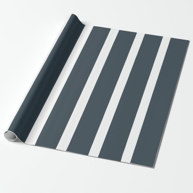 Navy Blue Vertical Stripes  Wrapping Paper (Unrolled)