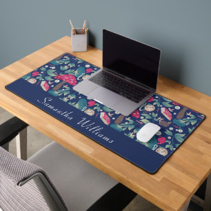Navy Blue Vintage Cottagecore Desk Mat