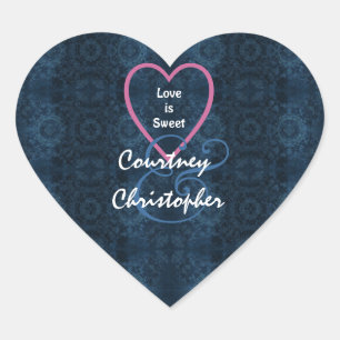Navy Blue Vintage Inspired Grunge Heart Sticker