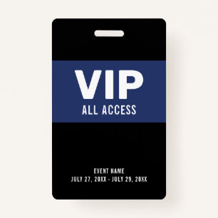 Navy Blue VIP All Access Pass Event ID Badge