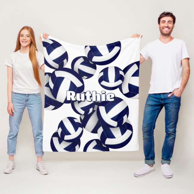 navy blue volleyball club colours sports room deco fleece blanket (In Situ)