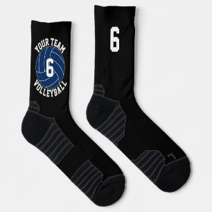 Navy Blue Volleyball Team Name and Player Number Socks